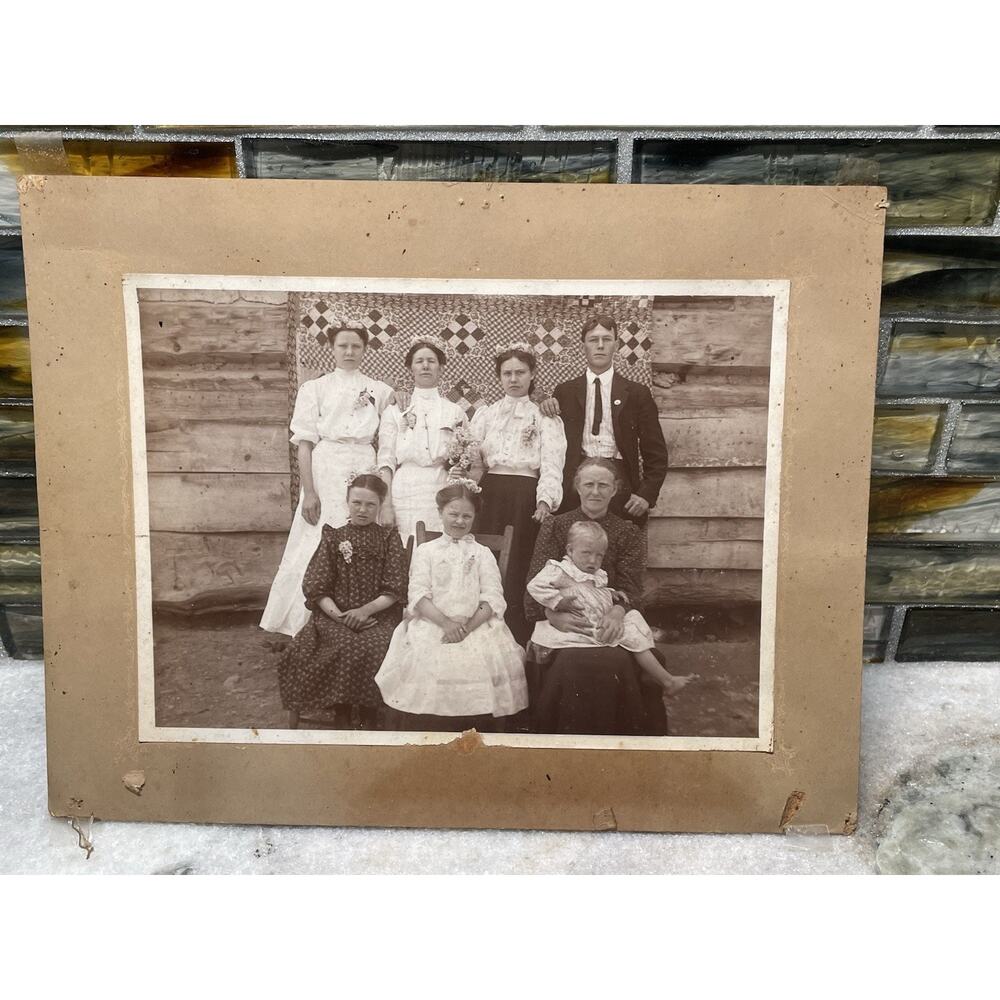 Vintage Early 1900’s Photograph Portrait Multi Generation Family At Home